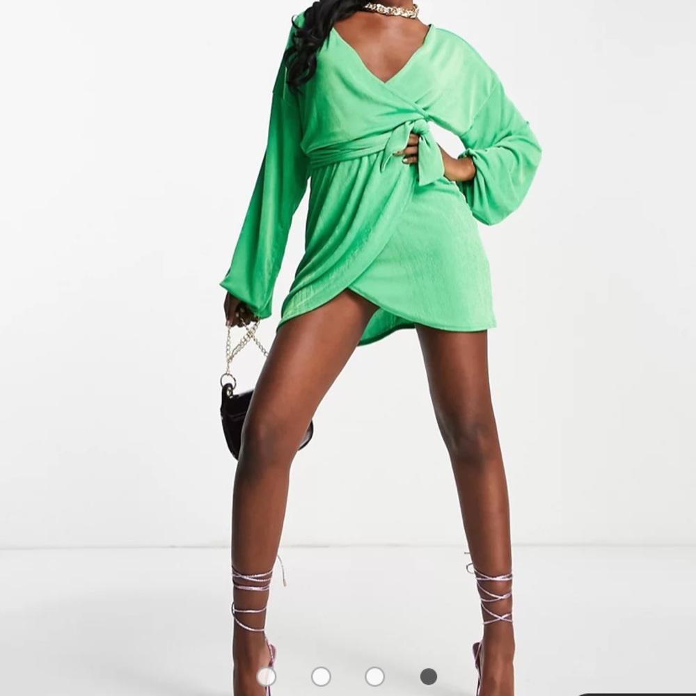 Like new Silky green wrap dress